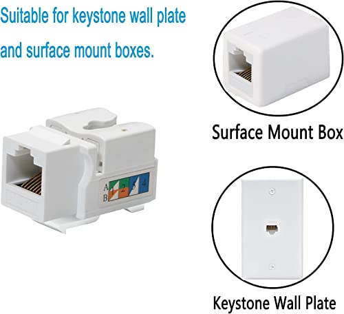 RJ45 Keystone Џек Cat6, Ethernet Клучен Камен Ѕид Приклучок Мрежа Спојка Конектор За Cat5/Cat6 Кабел