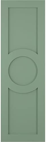 Ekena Millwork TFP001AC12X080TG TRUE FIT PVC CERNAR CIRCLE ARTS & занаети фиксни ролетни за монтирање ,, 12 W, Track Green