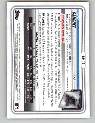 2020 Bowman Prospects Camo BP-79 Sixto Sanchez RC Rookie Miami Marlins MLB Baseball Trading Card