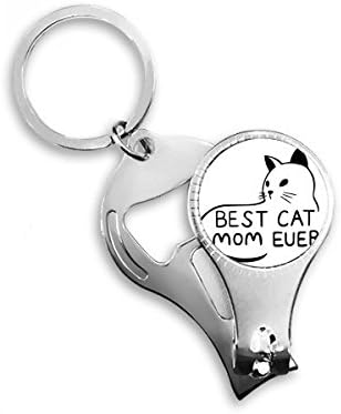 Најдобра мачка мајка некогаш цитирајќи DIY дизајн Nail Nipper Ring Key Clain Clain Clipper Clipper