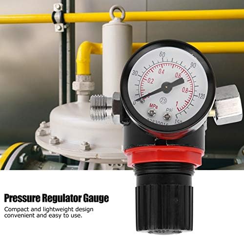 Мерач на регулатор за регулатор на притисок, мерач на притисок од 0-150psi, за влез на воздухот на пневматската алатка, со нишка G1/4, вентил