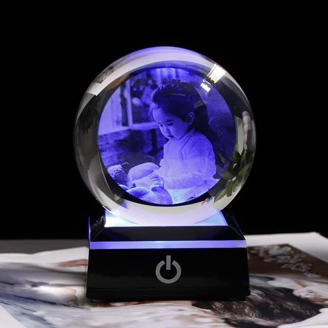 Xiaojia стакло фото топка Персонализирана кристална сфера ласе гравура прилагодена глобус додатоци за домашни украси бебе Фото стаклена сфера-6