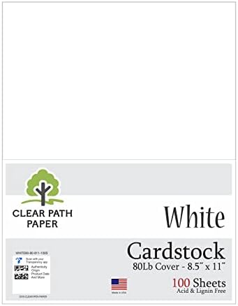 Бела картон - 8,5 x 11 инчи - капакот од 80lb - 100 листови - чиста хартија за патека