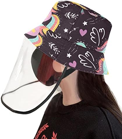 Заштитна капа за возрасни со штит за лице, рибарска капа анти сонце, цртан филм со еднорог Лама виножито