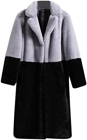 Женски зимски палто со долг ракав, крзно крзно, плус големина меки јакна дами дами топла качулка со палто за надворешна облека