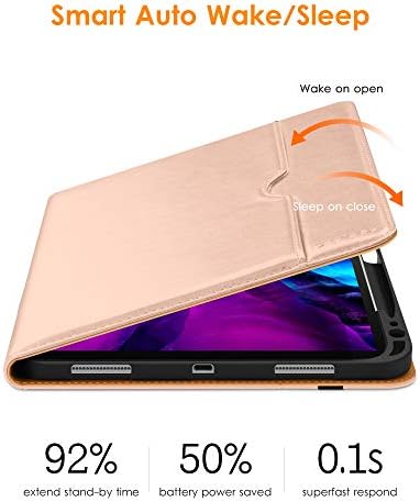 DTTO Нов iPad Pro 11 Case 2nd Generation 2020 & 2018, Premium PU Leather Business Folio Stand Cover [Apple Pencil Pare и поддржано полнење]