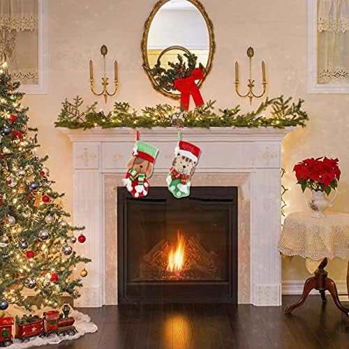 Божиќни чорапи крпа Божиќна чорапска торба и Божиќ што висат чорапи за украсување на забави и Божиќен црвен филм Црвен сет Божиќни