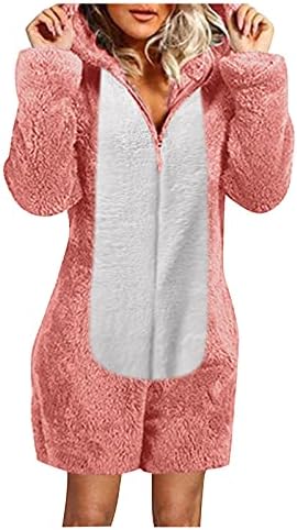 Нархбг руно пижами за жени зимско топло слатко слатко нејасно шерпа, ромпер -ропер, пајама за пижама, кратка игра со џемпери