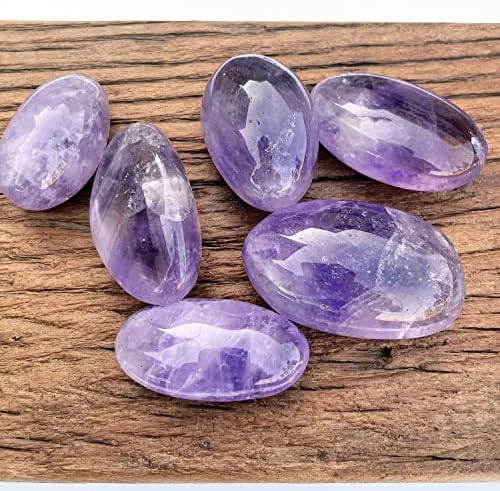 1 парчиња кристали на аметист, загрижени камен за вознемиреност, природно заздравување кварц, дланка, падлиран полиран карпа и скапоцени камења за декор на Реики.…