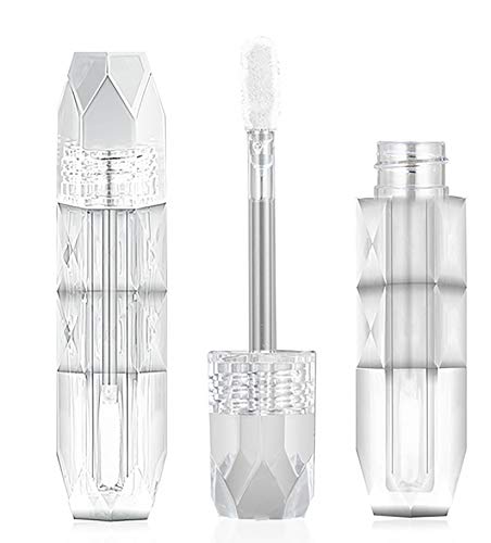 Besyousel Празни цевки за сјај за усни 2,5 ml Rhombus Транспарентни контејнери за сјај за усни со гумени стопци за полнење на контејнер
