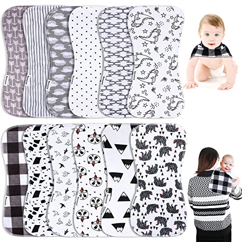 Бебешки крпи и бебиња Бибс 2-во-1 дизајн голема големина 3 слоеви задебелени памук супер абсорбента и мека бебешка плукање на партали