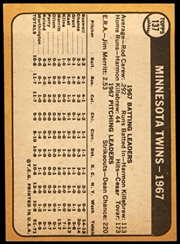 1968 Топпс 137 Тим Близнаци Тим Минесота Близнаци Н.М. Близнаци