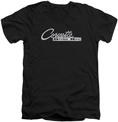 А & Е дизајни за маица Chevy Corvette Corvette Sting Ray Chrome Logo Slim Fit V-Neck Burt