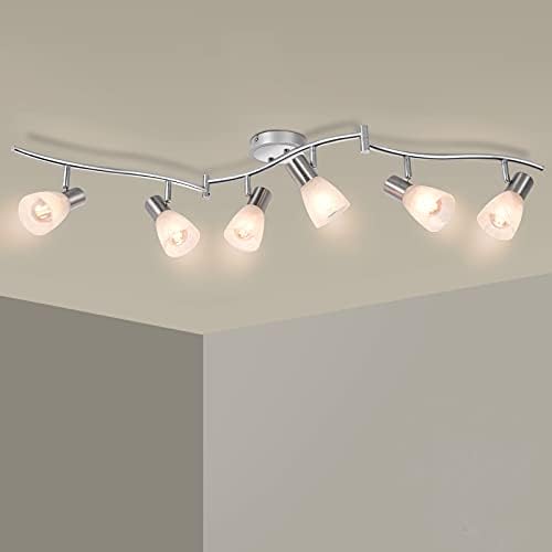 Тема за светло на таванот HIBAY LED, прилагодлив комплет за осветлување од 6 лесни патеки, модерен центар на кујната со стаклена абажур за