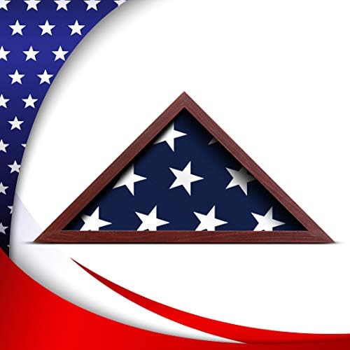 Случај со знамето на Flybold Flag за знаме на погребување на американски ветерани - Воена кутија со цврсто дрво со 95% чиста антифадна wallидна монтажа се вклопува во случај