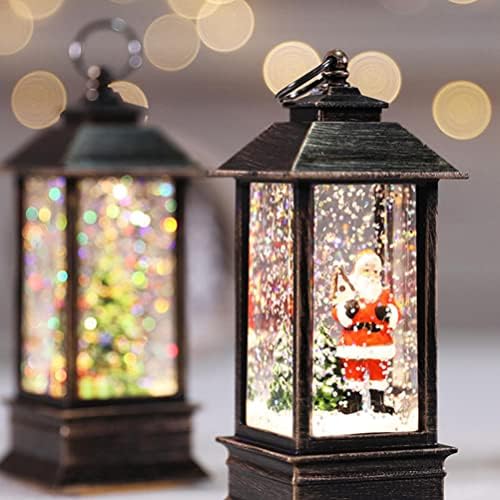 Toyvian осветлен Божиќен снежен глобус фенер: Дедо Мраз Глобус фенер Божиќ ноќна светлина вода Снег Сјајно декоративен фенер Светли Божиќна забава Декорација