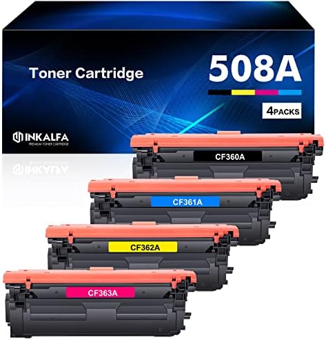 Касета за тонер 508A: 4 пакет компатибилна замена за HP 508A CF360A CF361A CF362A CF363A 508X за HP Color Enterprise M553 M553N