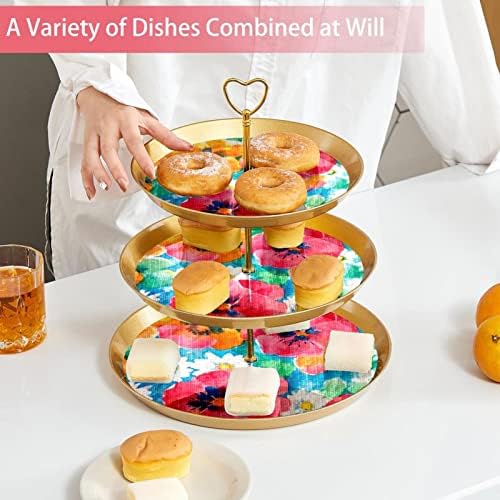 3 нивоа десерт штанд со кекс овошна чинија пластична служба на држач за приказ за свадба роденден за бебиња туш чај забава, декории, рачно
