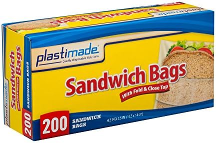 Пластимад Сендвич Кеси Со Пати &засилувач; Затвори Врвот во 200 Брои Пакет од 4