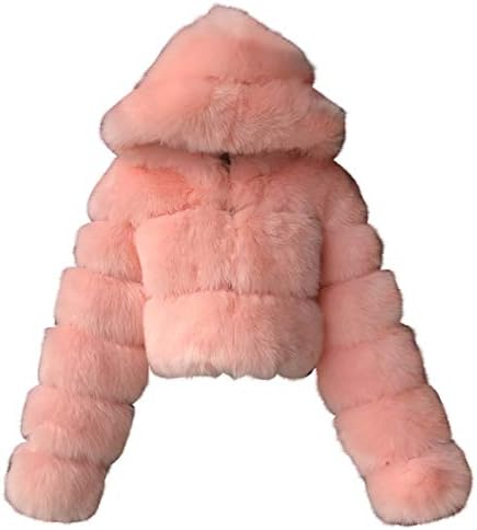 Timemeans женски кратки крзнени лакови со аспиратор топло крзнено спојување јакна со долги ракави надворешни облеки