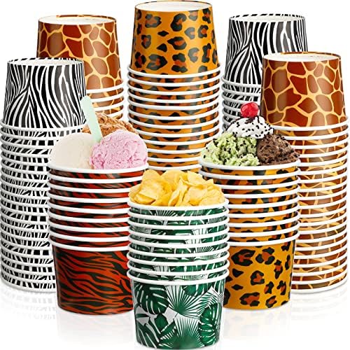 9 мл хартија чаши за сладолед за еднократна употреба десерт садови џунгла животинска тема сладолед чинии зоолошка градина за закуски за печатење