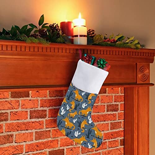 Среќни лисици и кактуси Божиќни порибни божиќни чорапи торбичка куќа семејство Божиќ декор