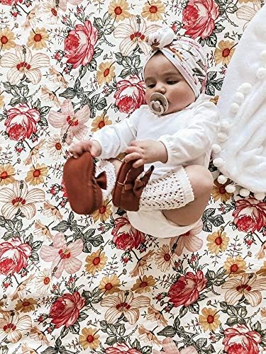 Бамбус памук Муслин Флорал Свидл ќебиња Девојче со лента за глава | Болничко новороденче кое прима ќебе | Свилен мек Голем 47'S47 '' | Заврши за ропки за бебешки расадниц