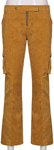 Cokuera Retro Street фармерки за жени цврста боја драпера микро-исечени панталони директно панталони за џеб на нозете, панталони со