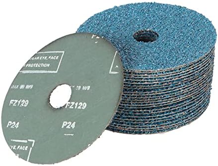 Findmall abrasives 25 парчиња влакна диск 5 инчи цирконија смола од смола мелење и пескава дискови 7/8 инчи центарска дупка 24 решетка