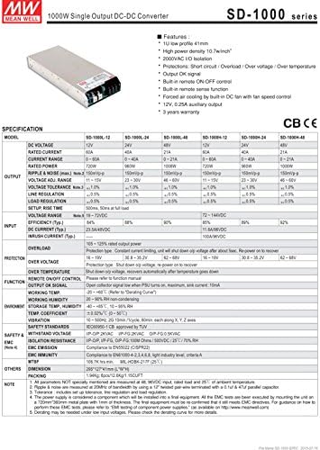 MW значи добро SD-1000L-12V 60A затворен единечен излезен DC-DC конвертор