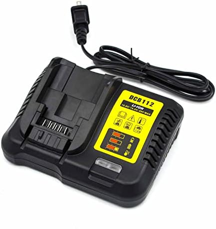 XYOO 12v-20v Батерија Брз Полнач DCB112 Замена За DeWalt 20v Макс Полнач ЗА Батерии DCB107 DCB118 DCB115 Компатибилен Со DeWalt 12-Волти 20-Волти Макс Литиумска Батерија DCB201 DCB120 DCB205 DCB206