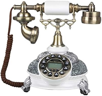 PDGJG Европски антички телефон, ретро гроздобер телефонски телефони Класичен биро фиксна телефон со реално време и приказ на лична карта за