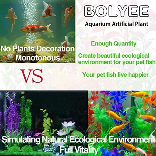 Bolyee 40 пакувања Аквариумски растенија вештачки водни растенија, рибиски резервоари за украси украси поставени за домаќинства