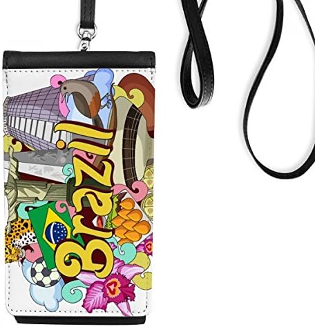 Фудбал Оскар Нимејер Бразил Графити Телефонски паричник чанта што виси мобилна торбичка со црн џеб