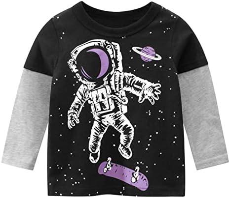 Детско деца бебешки момчиња девојчиња Галакси вселенски печати со долг ракав маички маички момчиња Божиќ со долг ракав