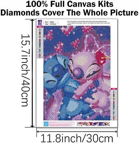 HKEJOI Stitch Diamond Sainting Kits за возрасни-Stitch Diamond Art Kits за возрасни, комплети за уметност за бод за возрасни, украси