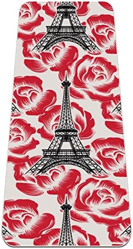 Париз Роуз Ајфелова кула Екстра густа јога мат - Еко пријателски не -лизгање вежба и фитнес мат
