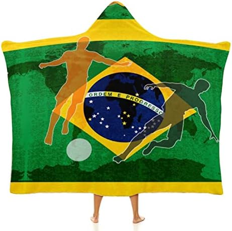 Бразил Фудбал Носечки Качулка Ќебе Топло Фрли Качулка Наметка Наметка Завиткајте За Мажи Жени