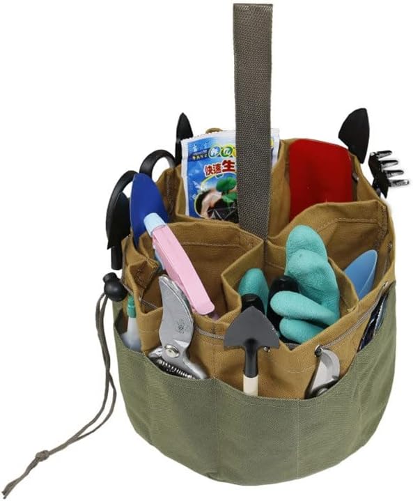 FZZDP Голем капацитет за градинарство торба 17 џебови падобрански облик градинарска алатка за складирање чанта за еднократно носење отпорен