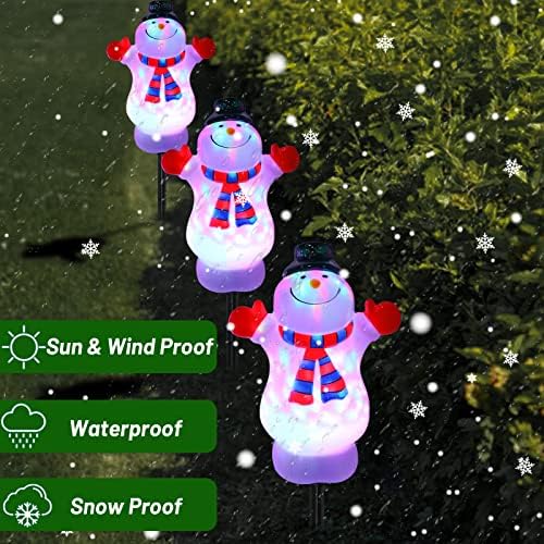 Снежници Божиќни украси патеки светла, Божиќни маркери на пејзаж 3D ротирачки светла на патеката, водоотпорни патеки за снежни