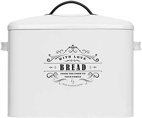 Екстра Голема Бела Кутија За Леб Од Фарма За Кујнска Плоча - Држи 2+ Лебови За Целото Складирање Леб - Организатор На Контејнери За Контејнери за Леб што Одговара На Д