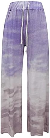 Miените во миашуи, јога панталони со џебови од светкави нозе печатени панталони, вратоврски за јога градиент широки долги џебни