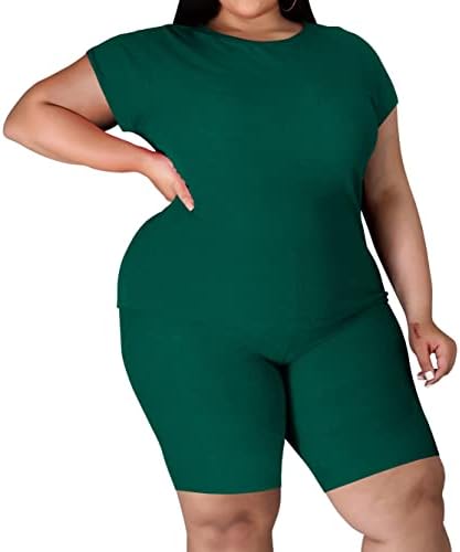 Folivora Women'sенски плус големина со две парчиња облека летни потти од еластична дневна облека за џогирање