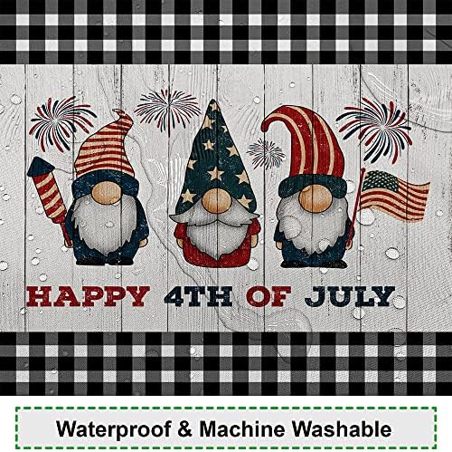 Ерго Среќен 4 јули Завеси За Туширање Рустикално Дрво Смешни Гноми Денот На Независноста На Американските Знамиња За Сад Патриот