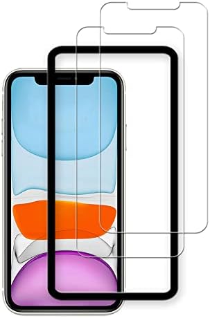 Хкаис [2 Пакет] Стаклен Заштитник На Екранот Компатибилен за Iphone11 / iPhoneXR Калено Стакло Со Лесна Рамка За Инсталација