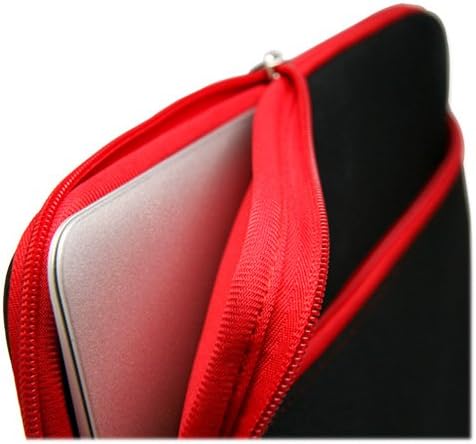 Case Boxwave Case компатибилен со LG Ultra PC 13 - Softsuit со џеб, мека торбичка Неопрена покривка на ракав, патент џеб за LG Ultra PC 13 - Jet Black со црвена боја