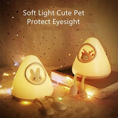Симпатична ноќна светлина за деца, бебешка ноќна светлина за просторот за простории за спална соба Капсула симпатична мачка зајачка ламба USB