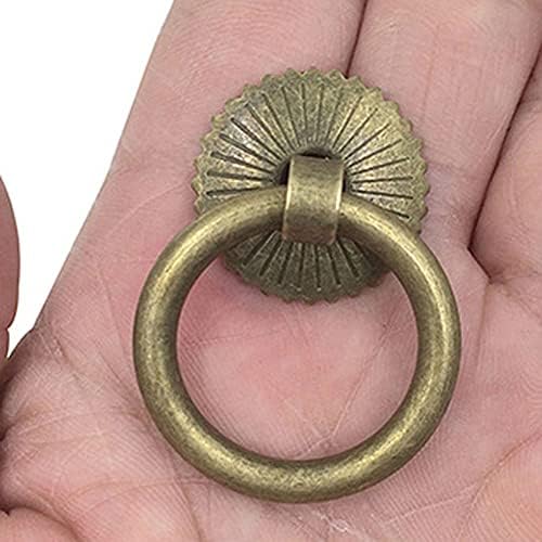 10 парчиња гроздобер бронзен прстен копчиња влече фиока за влечење рачки прстени декоративни хардвер за мебел кабинет шкаф гардероба