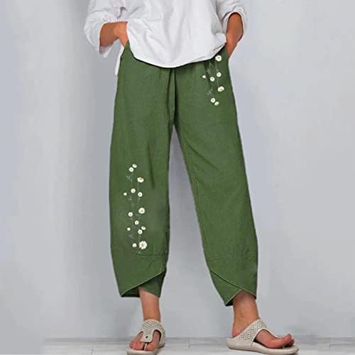 Comigeewa тинејџерски девојки обични панталони панталони за женски постелнина печати лабава фит нога лето есен панталони 2023 облека