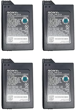 PSP3000 Внатрешни батерии Пакет 4 Замена, компатибилен со Sony PlayStation Protable PSP 3000 2000 3001 2001 PSP2000 Тенок конзола за тенок